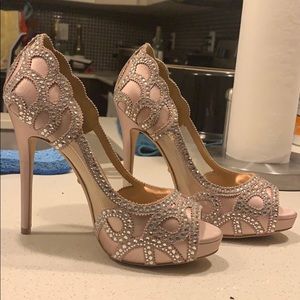 Pink crystal embellished heels